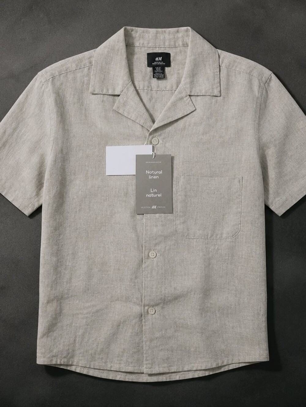 H&M Short-Sleeve Natural Linen Button Down Shirt - Picture 2 of 3